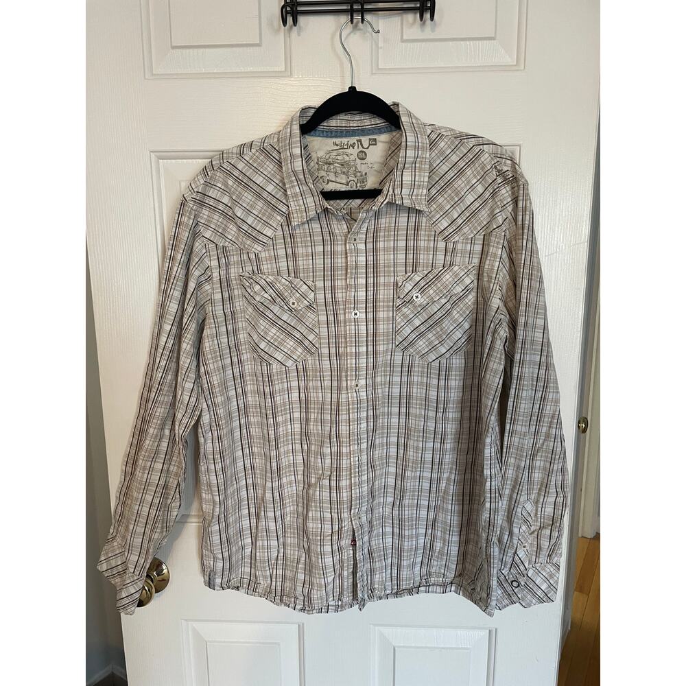 QuikSilver Mens Button Up Long Sleeve Polo, 100% Cotton, Style#F109196, Size XL